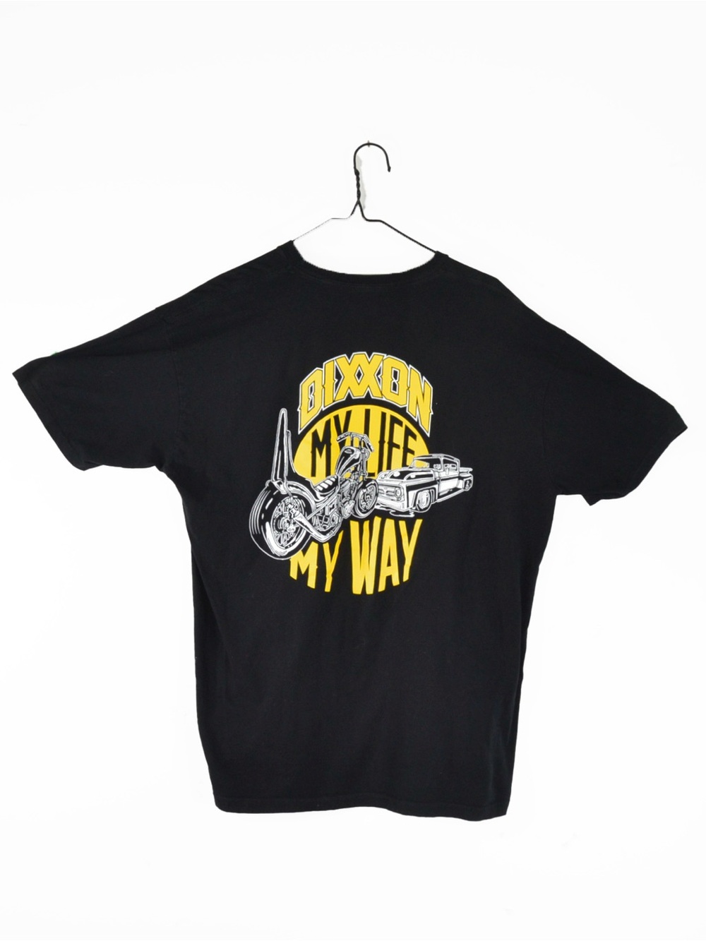 Dixxon Back Blue Collar Motorcycle Moto Logo Graphic Black Short Sleeve Shirt